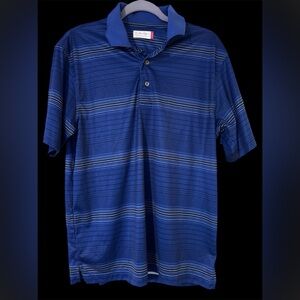 Men's Blue Striped Polo Golf Shirt